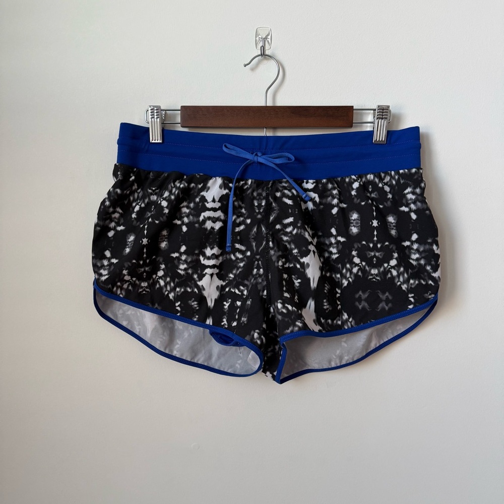 Fabletics Suva Run Short II Black Tie Dye / Cobalt Size Medium